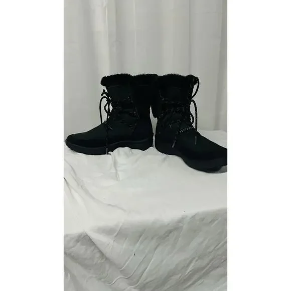 •Clarks Winter Boots Wave Walk Leather Faux Fur Insulated Waterproof 9.5 - Picture 2 of 10